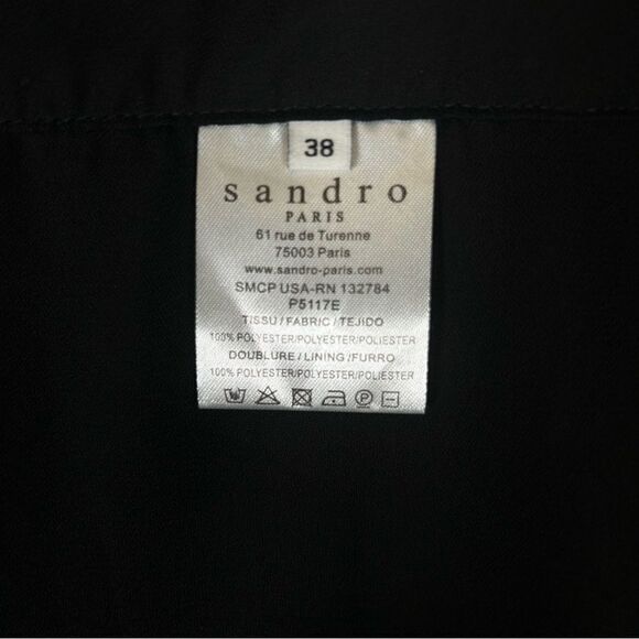 Sandro Paris White/Black Sequin Lined Luxury Ankle Straight Leg Pants Sz. 30 NEW - Picture 12 of 12